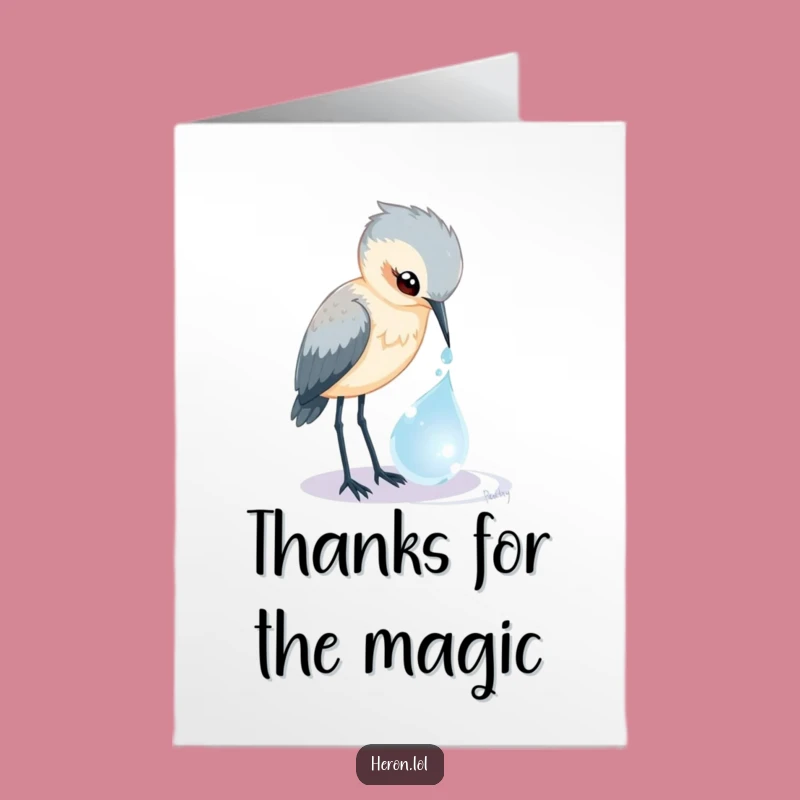 Free Printable Heron Dewdrop Card: Funny Thank You Downloadable Gift