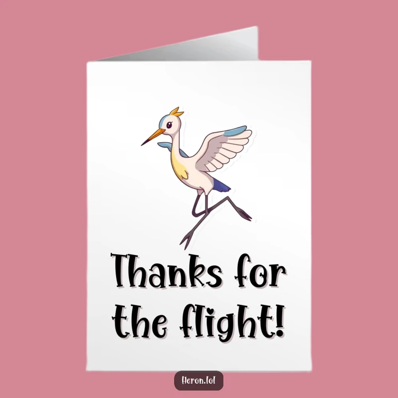 Free Printable Thank You Card: Amusing Leaping Heron, Long Legged Gratitude Downloadable