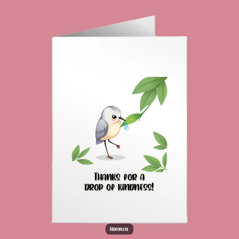 Free Printable Thank You Card: Heron & Dewdrop Instant Download Appreciative Art