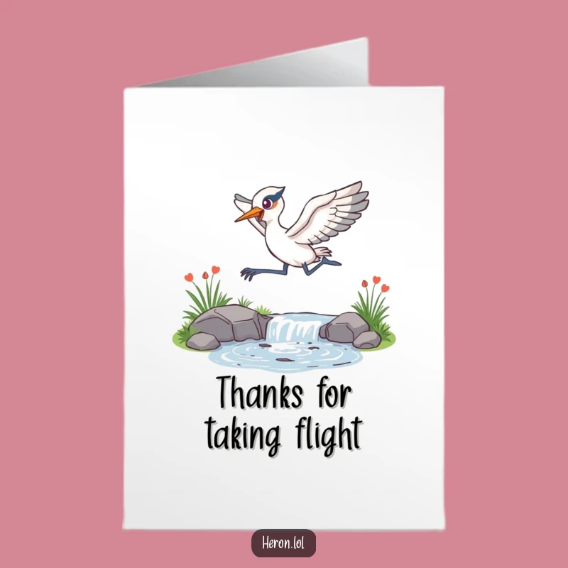 Free Printable Thank You Card: Leaping Heron, Funny Downloadable Gratitude!