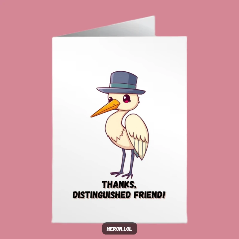 Free Printable Thank You Card: Polite Heron with Hat - Funny Downloadable Gift