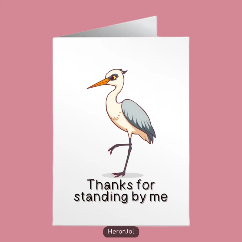 Free Printable Thank You Card: Tiptoeing Heron Gratitude, Humorous Downloadable Gift