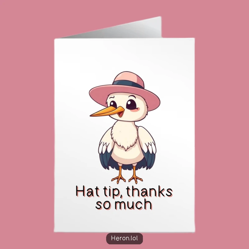Free Printable Thank You Card: Giggling Heron, Funny Downloadable Gift of Gratitude