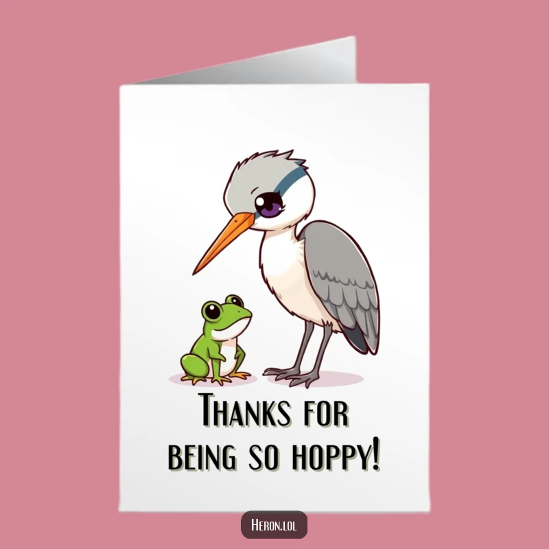 Free Printable Thank You Card: Heron & Frog Observing, Funny Downloadable