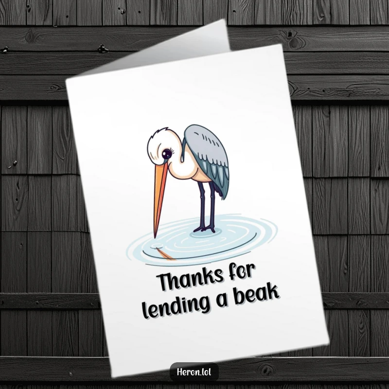 Elegant Free Printable Thank You Card: A heron dips its long beak into the water, offering a serene and downloadable thank you.