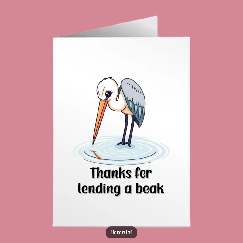 Free Printable Thank You Card: Heron's Gentle Thanks, Downloadable Serenity