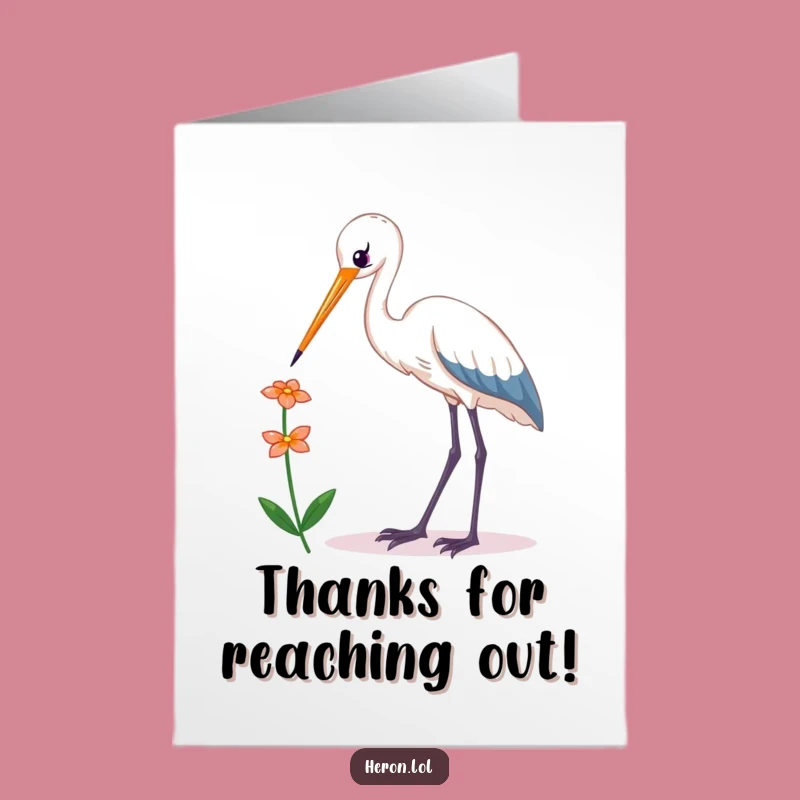Free Printable Thank You Card: Kawaii Heron Flower Gratitude for a Special Gift