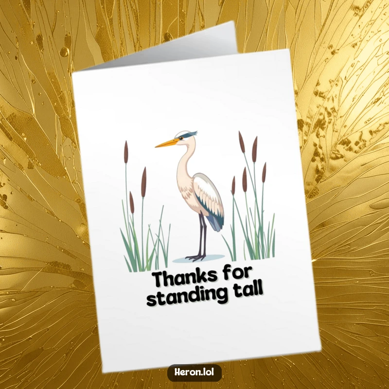 Free Printable Thank You Card: Serene Heron in Reeds, Expressing Deepest Gratitude with Quiet Elegance.