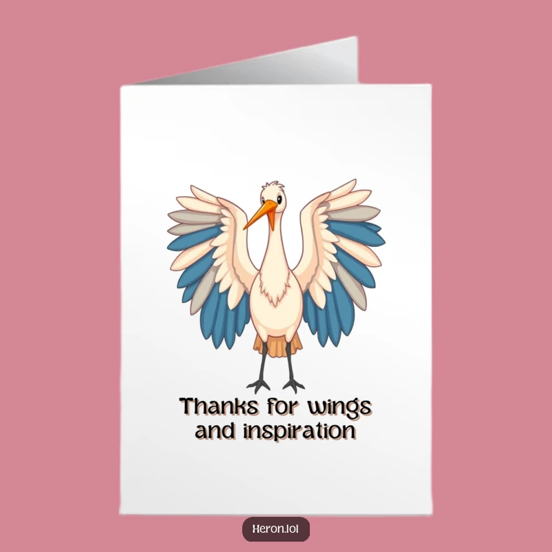 Free Printable Funny Heron Thank You Card - Graceful Wings, Downloadable Gratitude Gift
