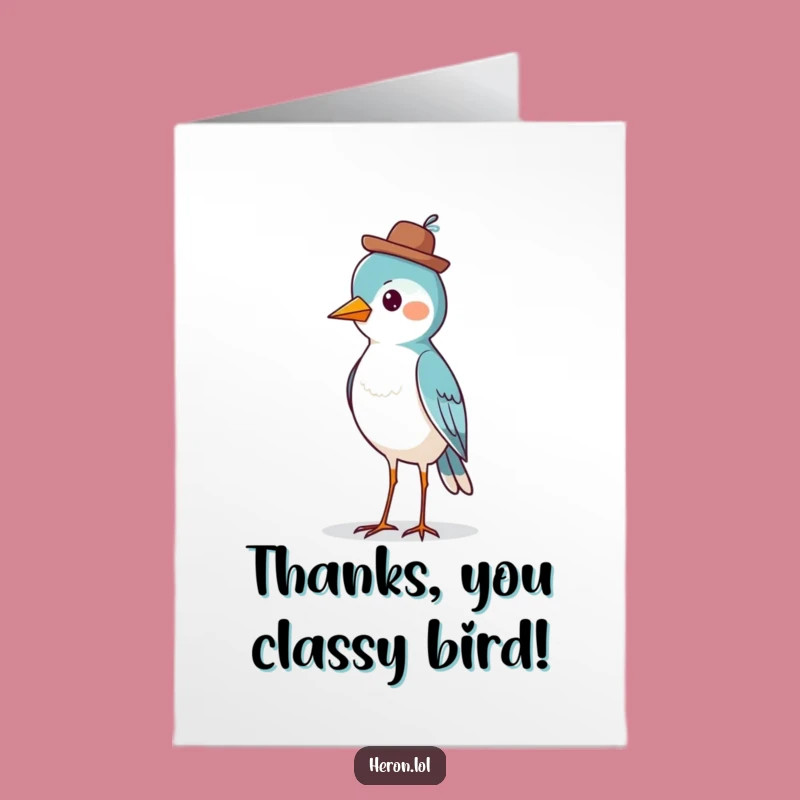 Free Printable Thank You Card: Proud Bird in Hat Instant Download Elegant Gratitude