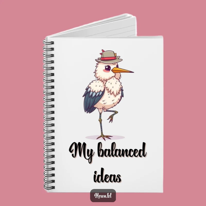 Funny Heron Balance Notebook: Bird Hat Journal Gift