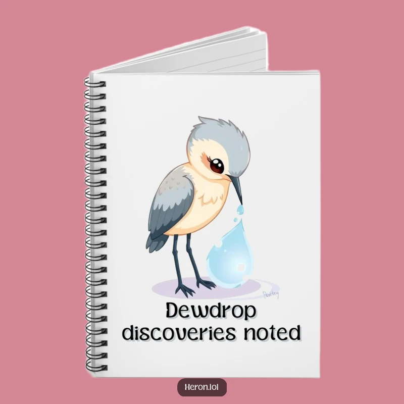 Funny Heron Dewdrop Notebook: Curious Bird's Magic, Hilarious Gift for Notes