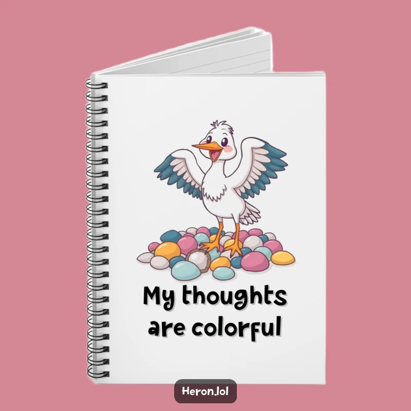 Funny Joyful Heron Bird Notebook - Journal Your Happy Thoughts