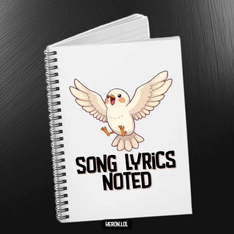 Funny notebook with a bird captured mid-song leap, wings outstretched, ideal for capturing musical ideas and daily thoughts.