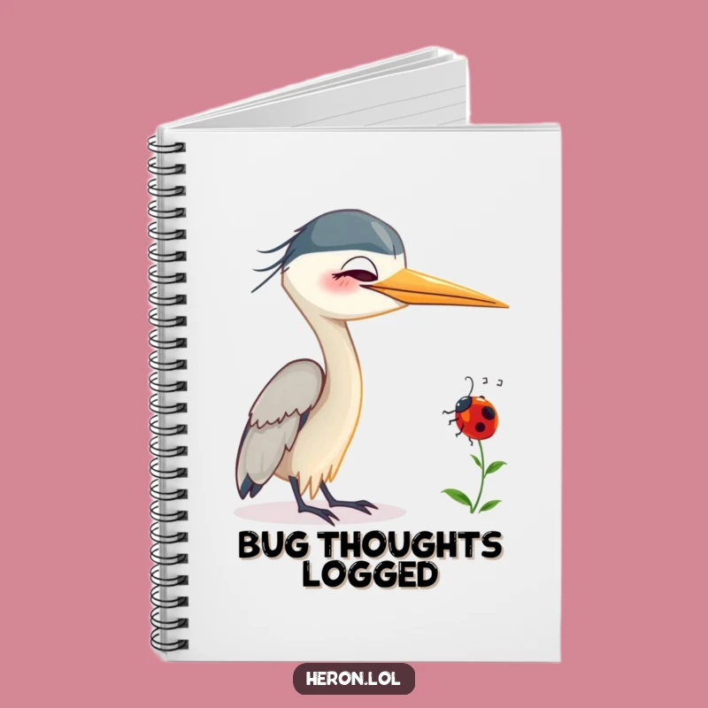 Funny Smiling Heron Notebook: Ladybug Friend, Journal Your Kind Thoughts