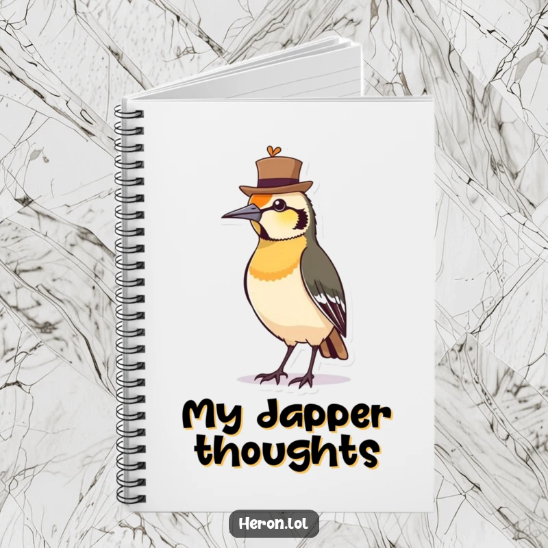 Funny Notebook with a proud bird wearing a jaunty hat, ideal for jotting down notes with style and a smile.