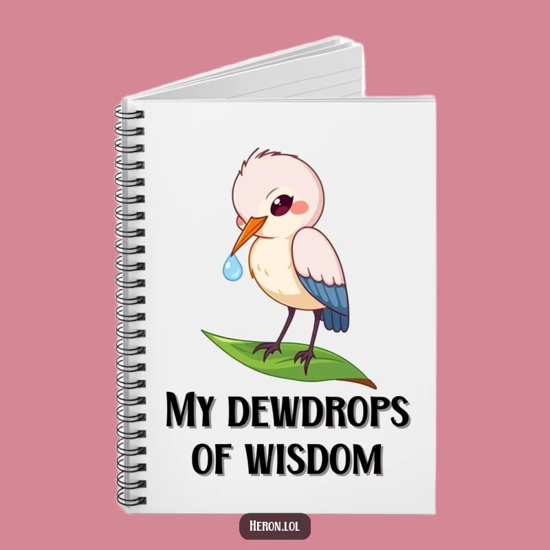 Funny Heron Notebook: Dewdrop Sip - Nature Journal & Funny Gift