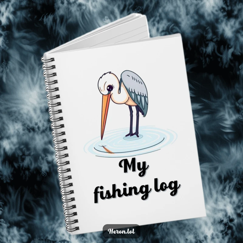 Heron bird with its beak in the water, a peaceful and artistic notebook for capturing thoughts.