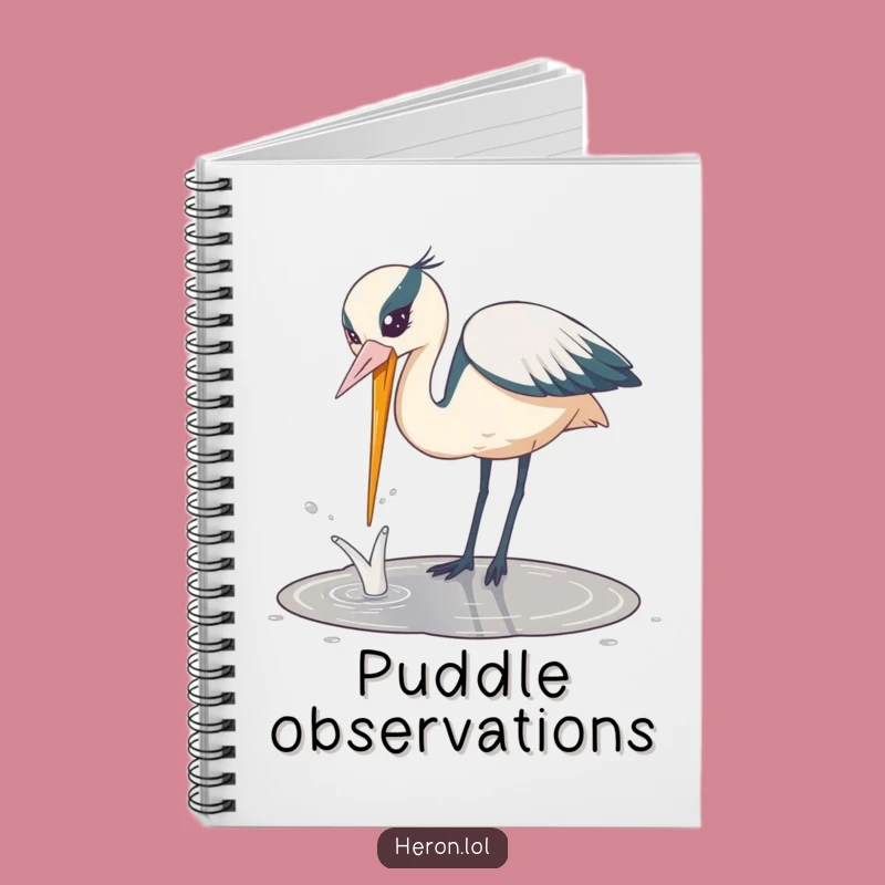Funny Playful Heron Notebook: Bird Dips Beak, Journal Your Fun Ideas