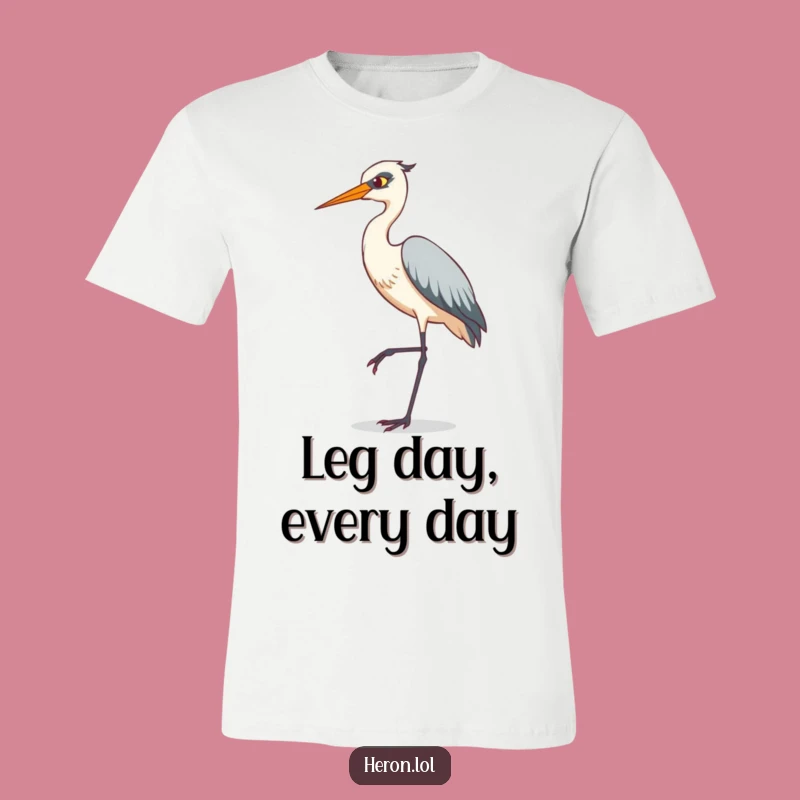 Funny Heron T-Shirt: Comical Tiptoe Pose - Quirky Bird Tee Gift