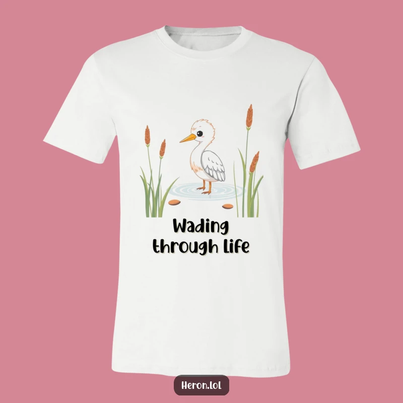 Funny Kawaii Heron T-Shirt: Calm Wading Bird, Hilarious Gift Apparel