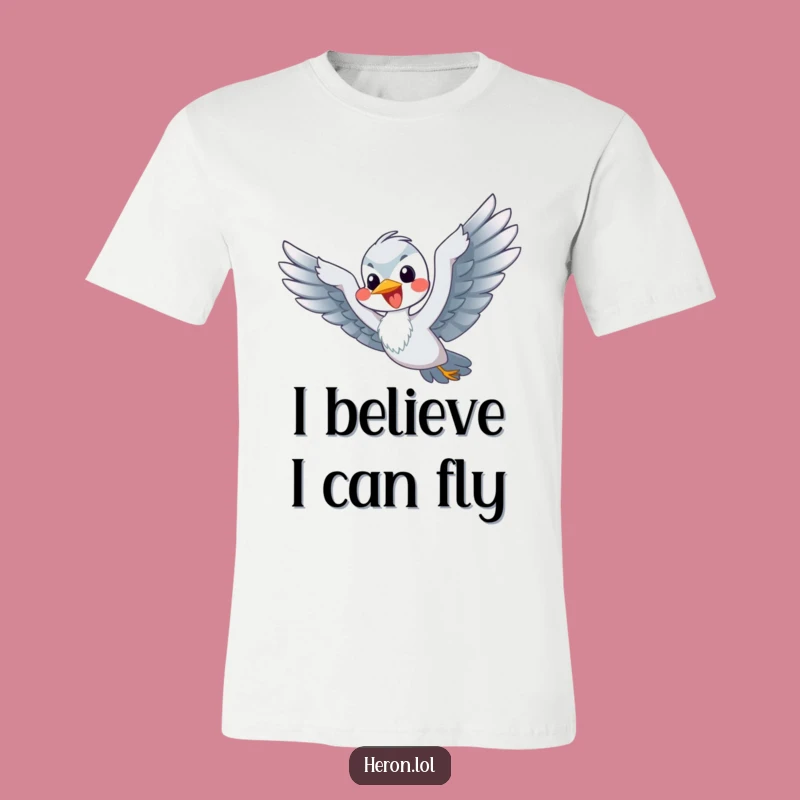 Funny Flying Heron T-Shirt: Happy Bird's Flipper Flight - Hilarious Gift!
