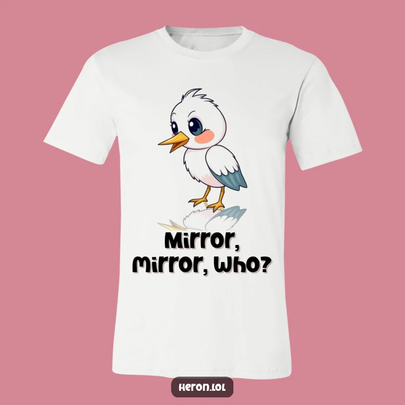 Funny Heron Reflection T-Shirt - Astonished Bird Humor