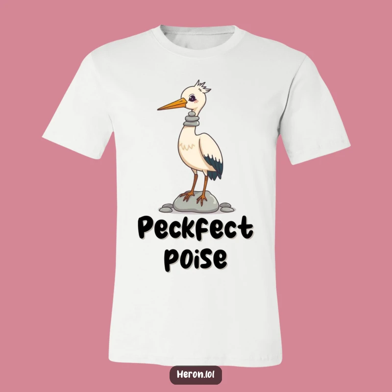 Funny Heron Pebble Master T-Shirt: Wear Your Comedic Balance