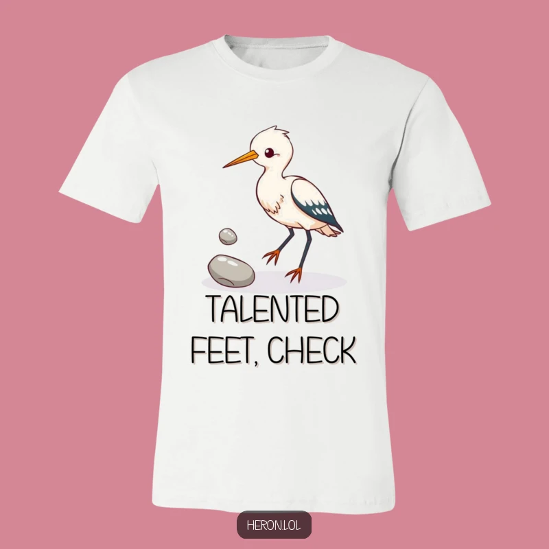 Funny Heron Juggling Pebbles T-Shirt: Talented Bird Tee, Ideal Funny Gift!