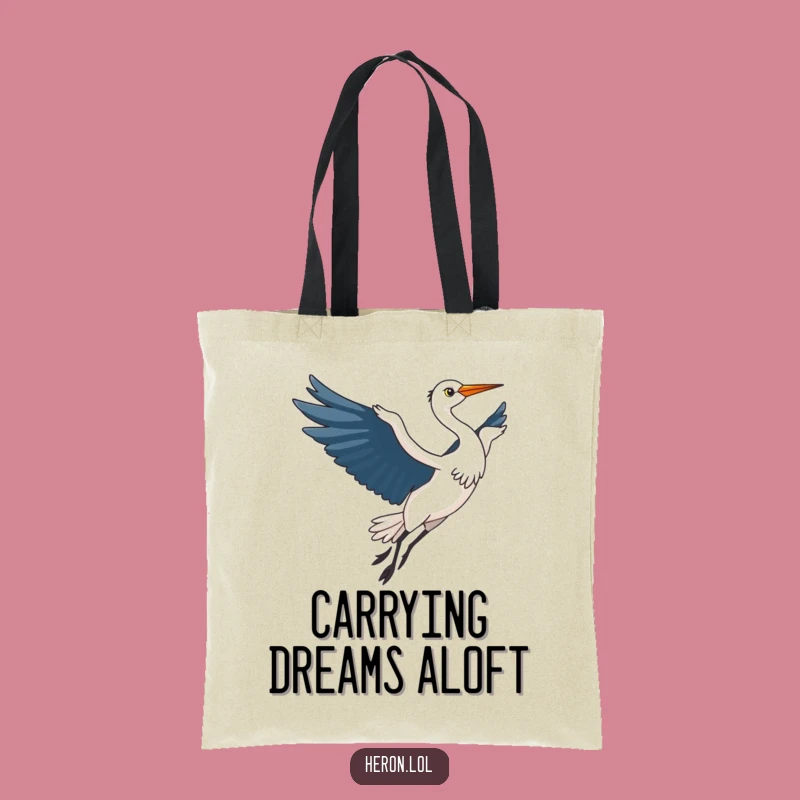 Funny Kawaii Heron Tote Bag: Elegant Bird Flight, Stylish & Humorous Carry-all