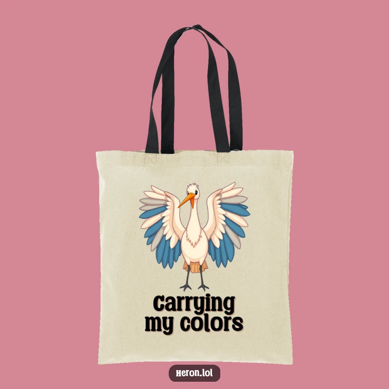 Funny Heron Tote Bag: Stylish Art of Colorful Wings, Practical Gift