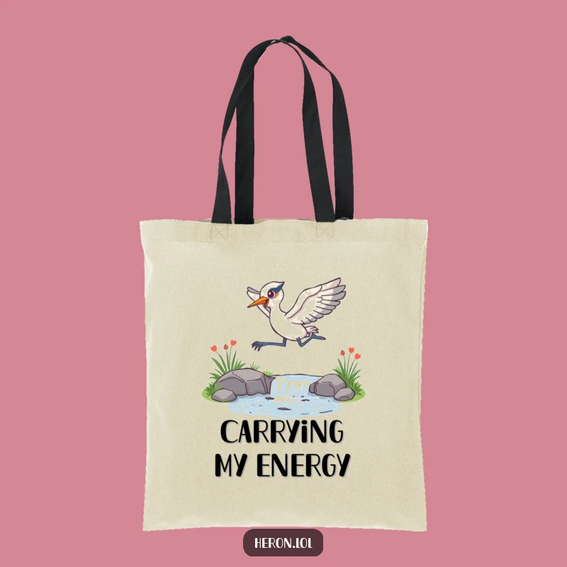 Funny Energetic Heron Tote Bag: Carry Your Momentum, Great Gift