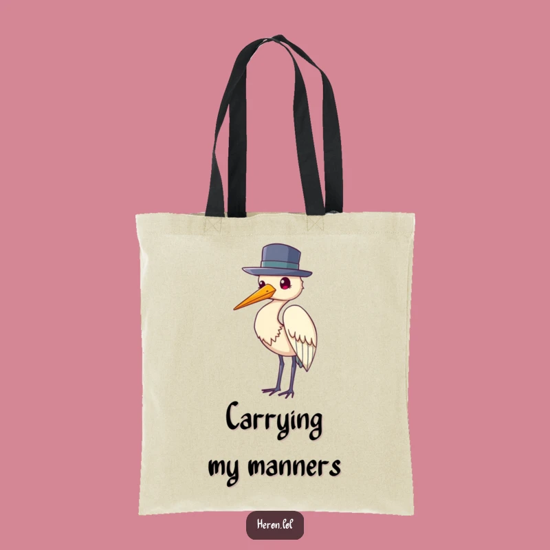 Funny Heron Hat Tote Bag: Carry Your Day with Dapper Bird Style