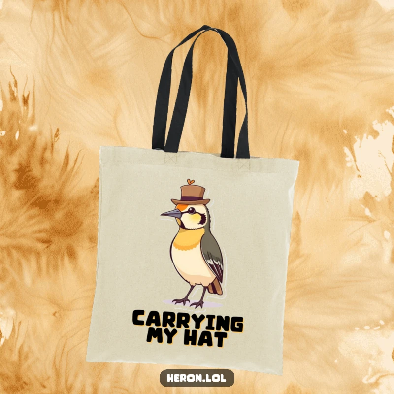 Funny Tote Bag featuring a proud bird in a jaunty hat, perfect for stylishly carrying essentials with humor.