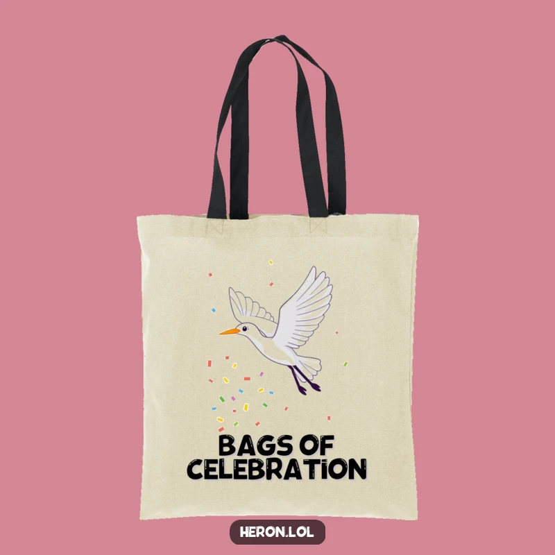 Funny Confetti Heron Tote Bag: Carry the Party with You