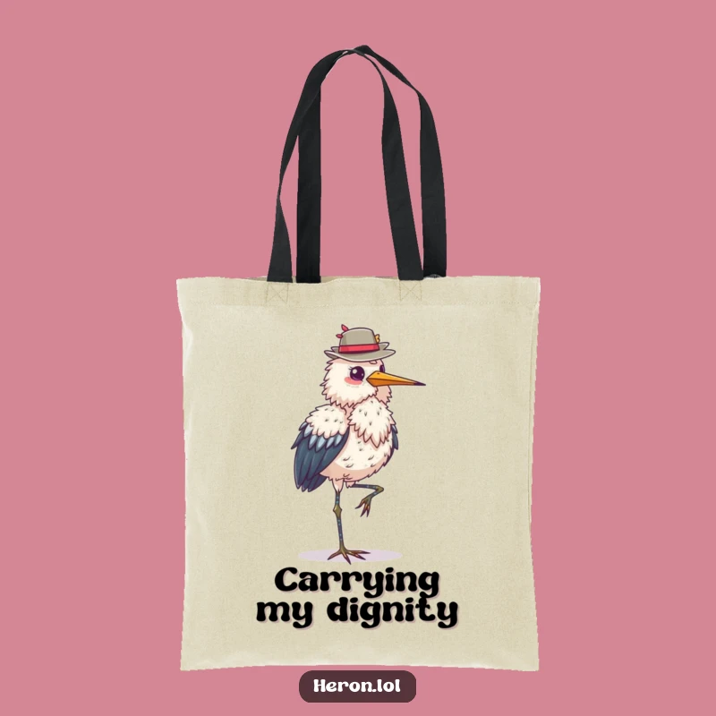 Funny Heron Balance Tote Bag: Stylish Bird Hat Carryall Gift