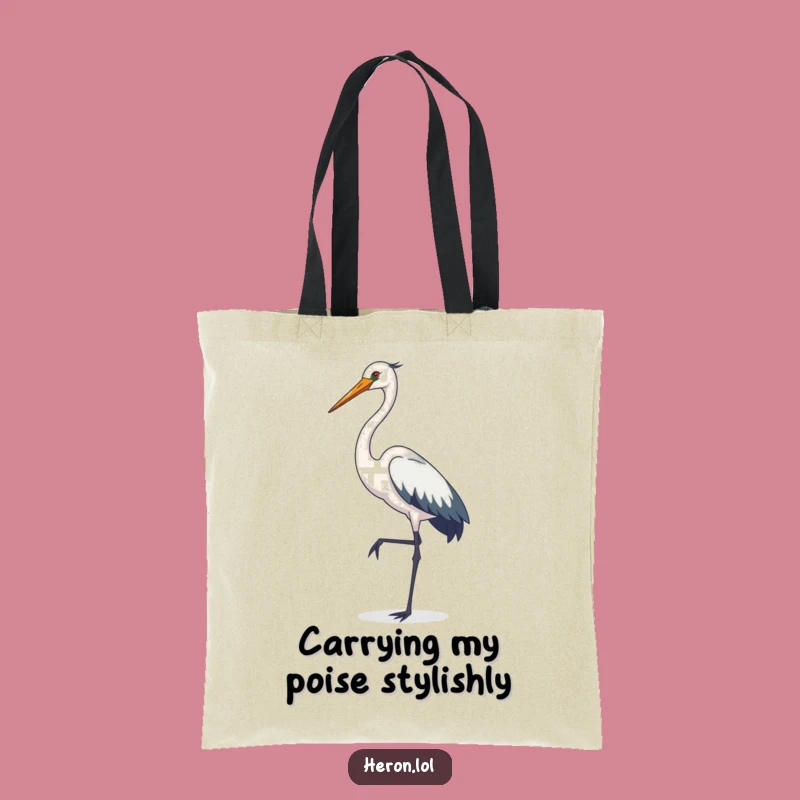 Funny Heron Grace Tote Bag - Elegant Pose, Sophisticated Carry-All, Perfect Gift for Bird Lovers