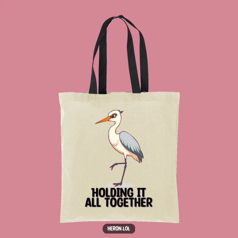 Funny Heron Tote Bag: Tiptoe Through Life - Quirky & Comical Gift