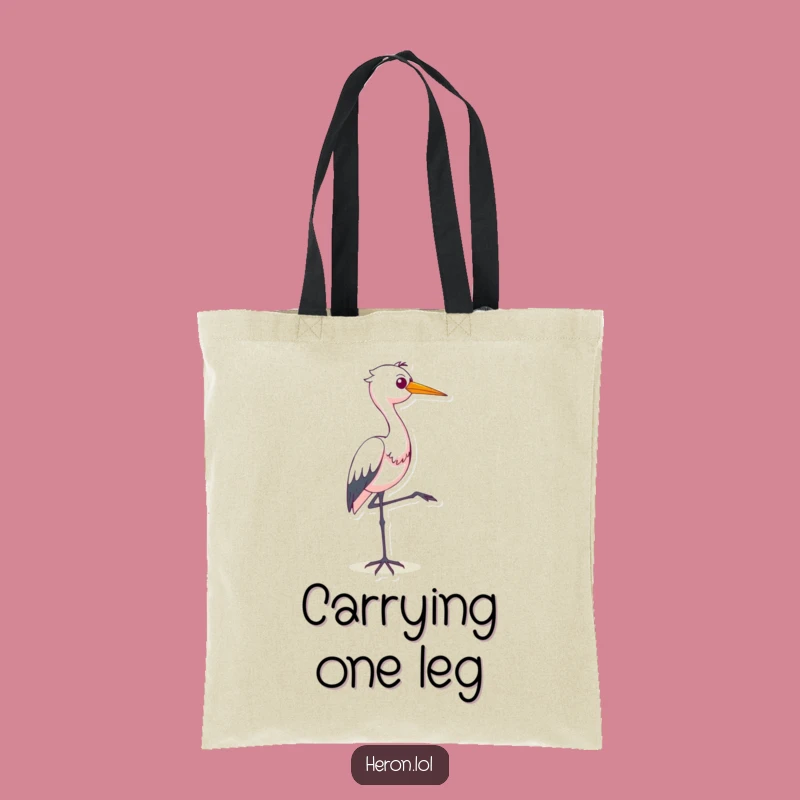 Funny Smug Heron Tote Bag: Hilarious One-Legged Bird Carryall Gift